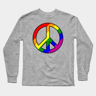 Rainbow Peace Sign LGBTQ Pride Flag Long Sleeve T-Shirt